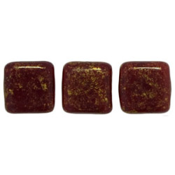 Tile Bead 6mm Gold Marbled - Oxblood 600pc (GM91260)