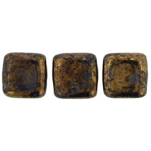 Tile Bead 6mm Jet - Bronze Picasso 600pc (LG23980)