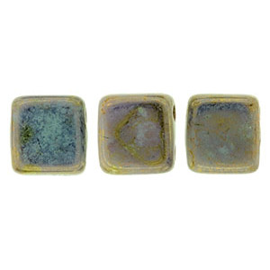 Tile Bead 6mm Opaque Pale Jade - Bronze Picasso 600pc (LG63100)