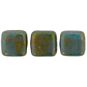 Tile Bead 6mm Luster - Transparent Gold/Turquoise 600pc (LG63140)