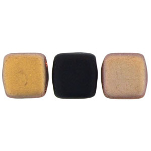 Tile Bead 6mm Matte - 1/2 Coated Apollo - Jet 600pc (MC23980)
