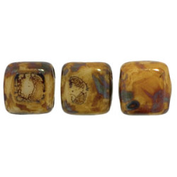 Tile Bead 6mm Opaque Lt Beige - Picasso 600pc (T13010)