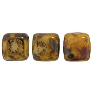 Tile Bead 6mm Opaque Lt Beige - Picasso 600pc (T13010)