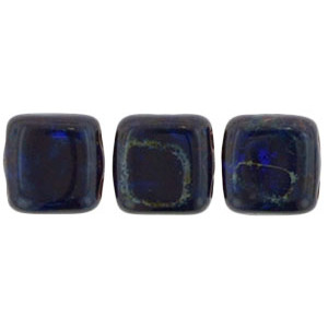 Tile Bead 6mm Cobalt - Picasso 600pc (T30090)