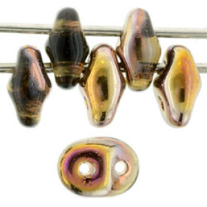 SuperDuo 5x2mm Smoky Topaz - Capri Gold 100gr (C10230)