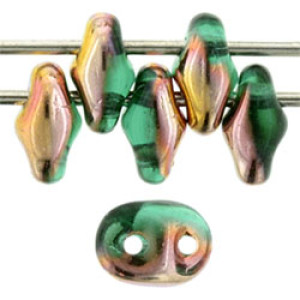 SuperDuo 5x2mm Emerald - Capri Gold 100gr (C50720)