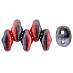 SuperDuo 5x2mm White Luster - Opaque Red/Black 100gr (DRB14400)