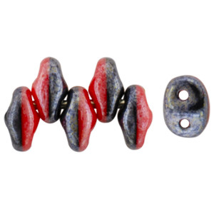 SuperDuo 5x2mm White Luster - Opaque Red/Black 100gr (DRB14400)