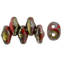 SuperDuo 5x2mm Opaque Red/Black - Silver Picasso 100gr (DRB43400)