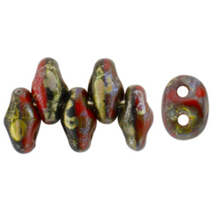 SuperDuo 5x2mm Opaque Red/Black - Silver Picasso 100gr (DRB43400)