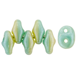 SuperDuo 5x2mm White Luster - Turquoise Green/Ivory 100gr (DTI14400)