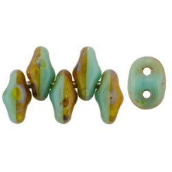 SuperDuo 5x2mm Turquoise Green/Ivory - Picasso 100gr (DTI86805)