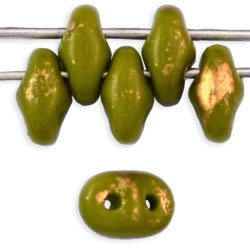 SuperDuo 5x2mm Gold Marbled - Opaque Olivine 100gr (GM53420)
