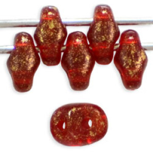 SuperDuo 5x2mm Gold Marbled - Siam Ruby 100gr (GM90080)