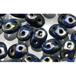 SuperDuo 5x2mm Opaque Blue - Silver Picasso 100gr (TP33050)