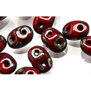 SuperDuo 5x2mm Opaque Red - Silver Picasso 100gr (TP93200)