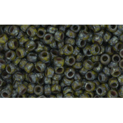 Matubo Seed Bead 7/0 Opaque Olivine - Silver Picasso 50gr (TP53410)