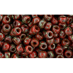Matubo Seed Bead 7/0 Opaque Red - Silver Picasso 50gr (TP93200)