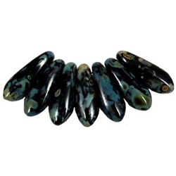 Dagger Beads 10x3mm Jet - Picasso 250gr (T23980) Dagger Beads 10x3mm Jet - Picasso 250gr (T23980)