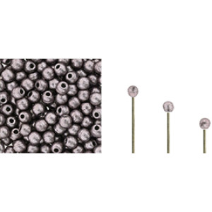 Finial Half-Drilled Round Bead 2mm Saturated Metallic Almost Mauve 50gr (05A02)