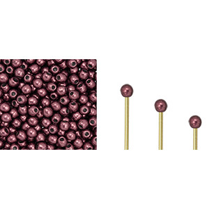 Finial Half-Drilled Round Bead 2mm Saturated Metallic Red Pear 50gr (06B01)