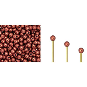 Finial Half-Drilled Round Bead 2mm Saturated Metallic Valiant Poppy 50gr (06B02)