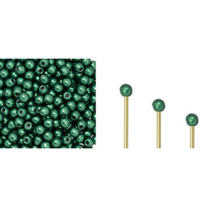 Finial Half-Drilled Round Bead 2mm Saturated Metallic Martini Olive 50gr (06B05)