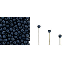 Finial Half-Drilled Round Bead 2mm Metallic Suede - Dk Blue 50gr (79032MJT)