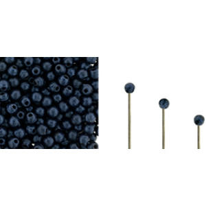 Finial Half-Drilled Round Bead 2mm Metallic Suede - Dk Blue 50gr (79032MJT)