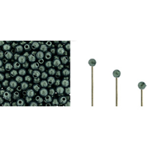 Finial Half-Drilled Round Bead 2mm Metallic Suede - Lt Green 50gr (79051MJT)