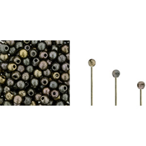 Finial Half-Drilled Round Bead 2mm Matte - Metallic Leather 50gr (K0167)