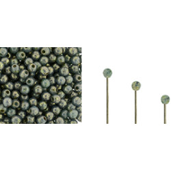 Finial Half-Drilled Round Bead 2mm Turquoise - Bronze Picasso 50gr (LG63130)