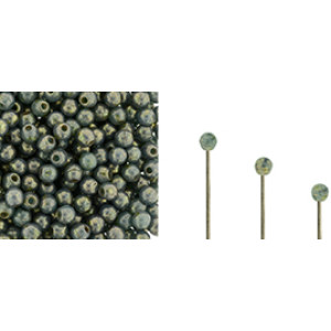 Finial Half-Drilled Round Bead 2mm Turquoise - Bronze Picasso 50gr (LG63130)