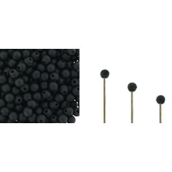 Finial Half-Drilled Round Bead 2mm Matte - Jet 50gr (M23980)