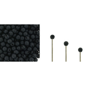 Finial Half-Drilled Round Bead 2mm Matte - Jet 50gr (M23980)