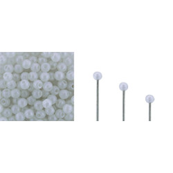 Finial Half-Drilled Round Bead 2mm Metal Luster - Alabaster 50gr (S24C02010)