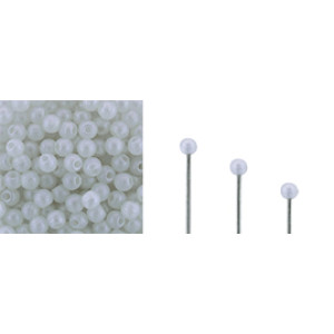 Finial Half-Drilled Round Bead 2mm Metal Luster - Alabaster 50gr (S24C02010)
