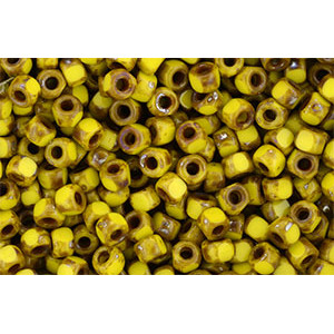 Matubo 3-Cut Seed Bead 6/0 Opaque Yellow - Silver Picasso 50gr (TP83120)