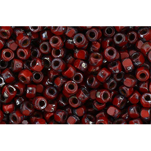 Matubo 3-Cut Seed Bead 6/0 Opaque Red - Silver Picasso 50gr (TP93200)