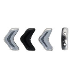 Vee Bead 10x4mm Jet - Silver 1/2 Coat 300pc (S23980)