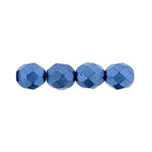 Fire-Polish 8mm Saturated Metallic Navy Peony 300pc (04B05)