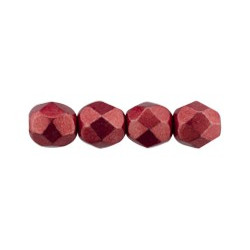 Fire-Polish 8mm Sueded Gold Samba Red 300pc (08A07)