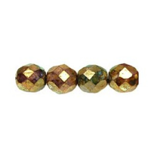 Fire-Polish 8mm Luster - Opaque Gold/Smoky Topaz 300pc (LG02010)