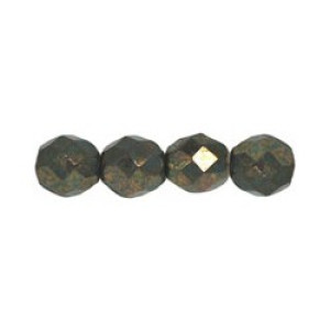 Fire-Polish 8mm Turqoise - Bronze Picasso 300pc (LG63130)
