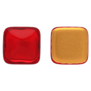 Glass cabochons 14x14мм Siam Ruby - Gold Matte Foiled 	 1pc (GF90080)