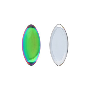 Glass cabochons 15x7мм Crystal - Vitrail Green - Silver Foiled 	 1pc (29436CR)