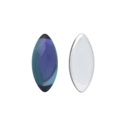 Glass cabochons 15x7мм Crystal - Bermuda Blue - Silver Foiled 	 1pc (29636CR)