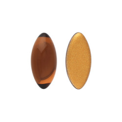 Glass cabochons 15x7мм Smoky Topaz - Gold Matte Foiled 	 1pc (GF10230)