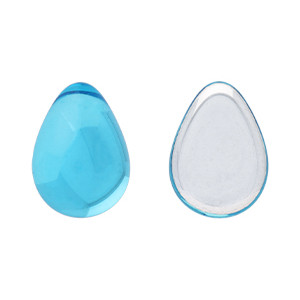 Glass cabochons 18x13мм Aquamarine - Silver Foiled 	 1pc (SF60010)