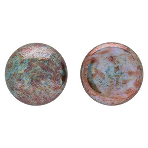 Glass cabochons 20мм White - Luster - Transparent Green 	 1pc (LN02010)